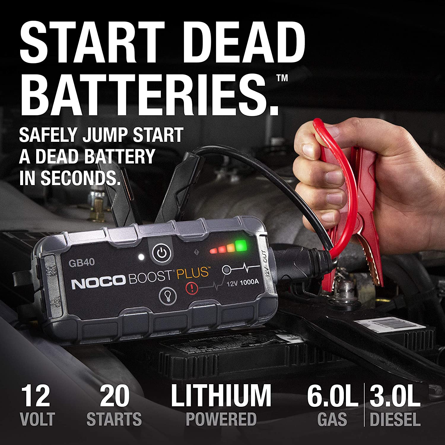 NOCO Boost Plus 1000 Amp 12Volt UltraSafe Lithium Jump Starter Box.