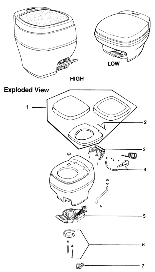 Thetford Aqua Magic Galaxy/Starlite RV Toilet Mechanism